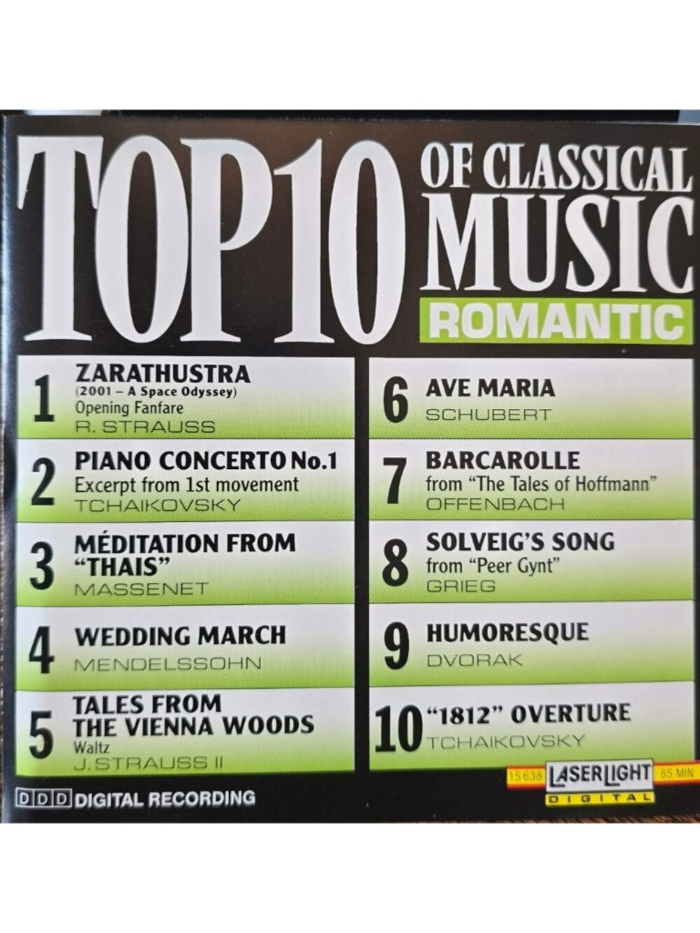 Top 10 Classical Romantic Music CD By Laserlight Digital 1990 65 Minutes 37827cd